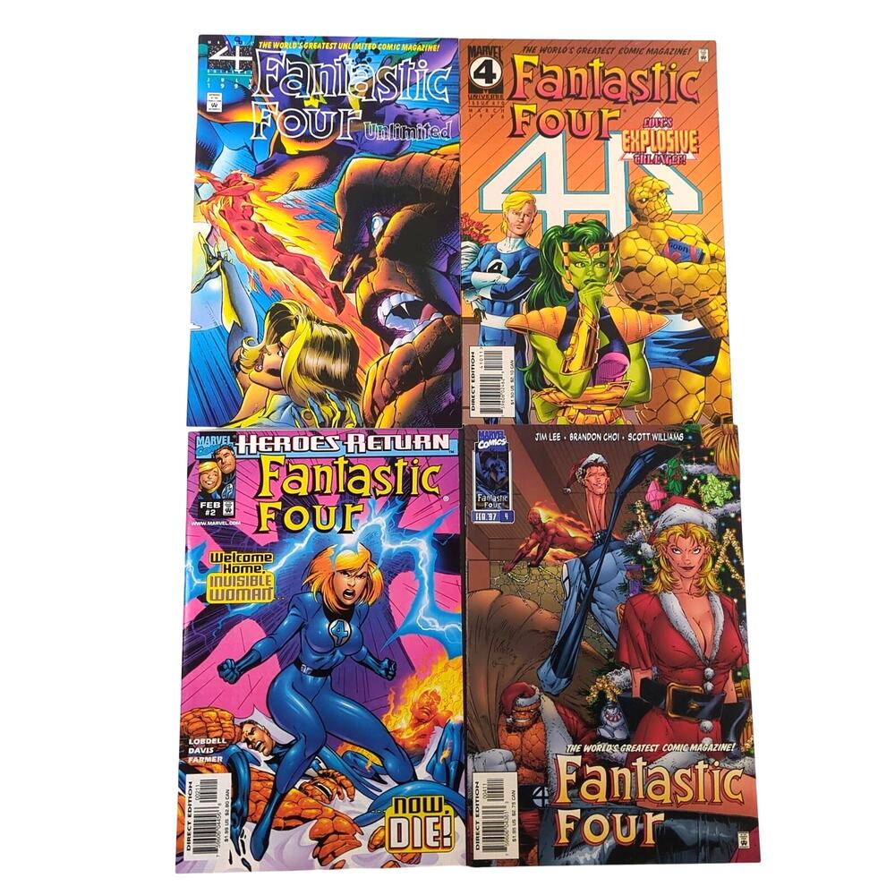 Fantastic Four Marvel Lot of 4: #410, #4 (1997), #2 (1998), Unlimited #10 NM VF